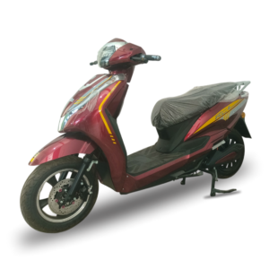 Maroon eRise E5 Pro Activa Plus electric scooter in an angled side view.