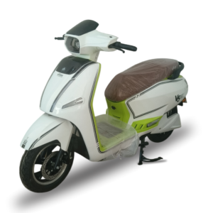 White eRise V5 Big Vespa electric scooter in an angled side view.